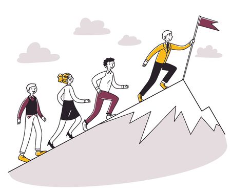 People running for leader uphillのイラスト素材