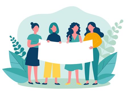 Female group gathering for protestのイラスト素材