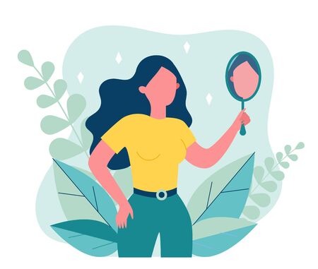 Self centered woman suffering from narcissismのイラスト素材
