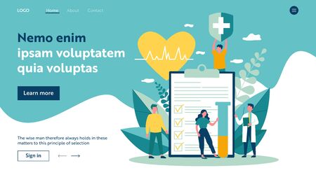 Patients and doctor advertising health insuranceのイラスト素材