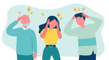 Stressed people suffering from headacheのイラスト素材