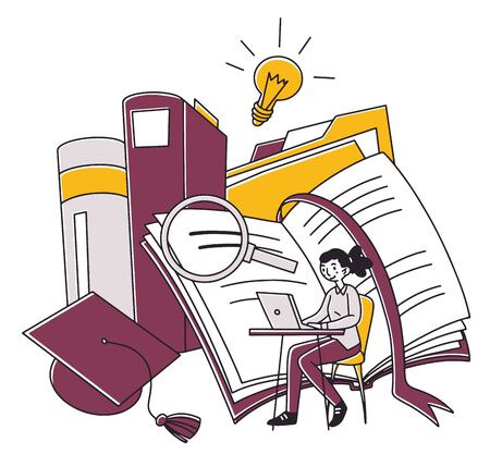 Student girl studying onlineのイラスト素材
