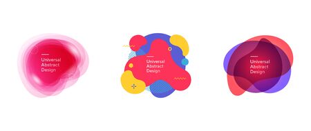Abstract gradient overlaid elements composition. Wavy forms, flowing liquid, transparent shapes. Trendy futuristic design for cover, print, wallpapersのイラスト素材