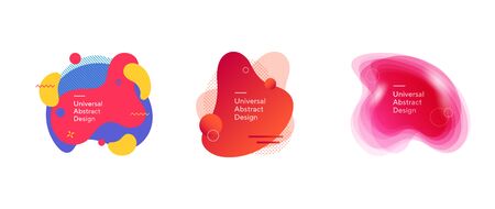 Abstract gradient overlaid elements collection. Wavy forms, flowing liquid, transparent shapes. Trendy futuristic design for presentation slides, magazine, labelsのイラスト素材