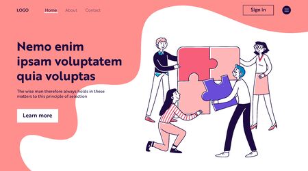 Team connecting puzzle partsのイラスト素材