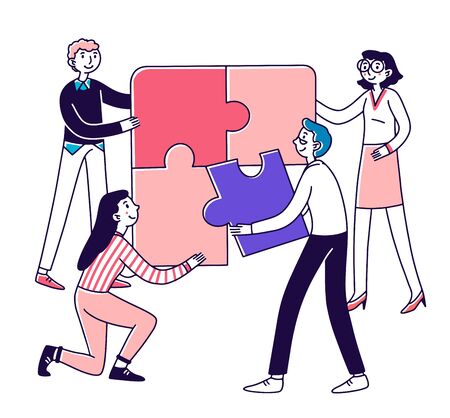 Team connecting puzzle partsのイラスト素材