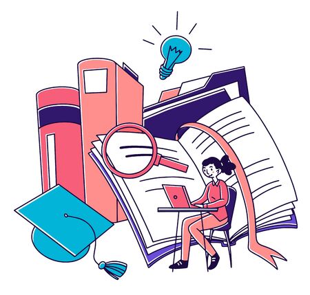 Student girl studying onlineのイラスト素材