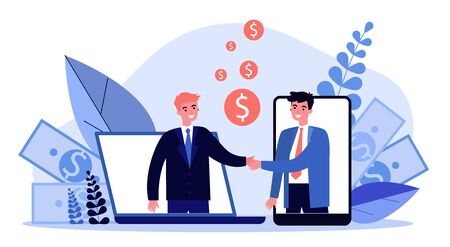 Partners shaking hands flat vector illustrationのイラスト素材