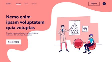 Patient visiting ophthalmologistのイラスト素材