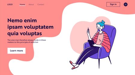Grandma using tabletのイラスト素材