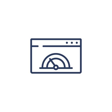 Speedometer icon vector isolated design element. Speed indicator sign in website window. Internet and website concept. Icon designed for website, dashboard and social media.のイラスト素材
