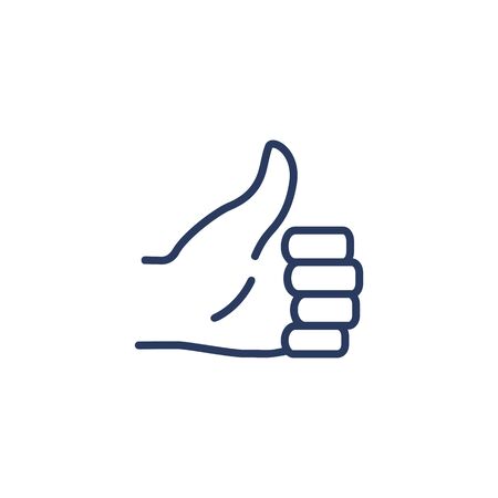 Thumb up outline icon isolated on white background. Approval and acceptance concept. Hand showing like symbol for web site or mobile app design.のイラスト素材