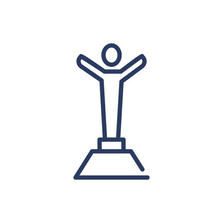 Personal award thin line icon. Person silhouette, podium, prize, honor isolated outline sign. Triumph or achievement concept. Vector illustration symbol element for web design and appsのイラスト素材
