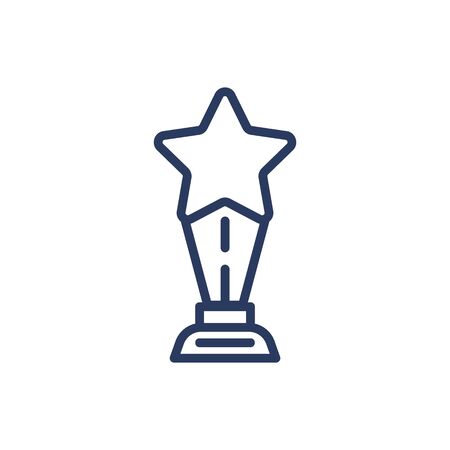 Star on podium statue thin line icon. Award, winner, glory, celebration isolated outline sign. Triumph or achievement concept. Vector illustration symbol element for web design and appsのイラスト素材