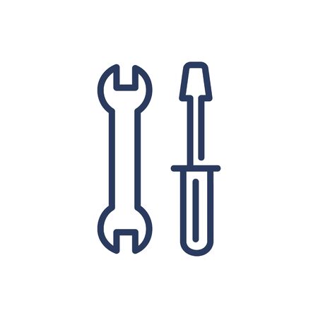 Wrench and screwdriver thin line iconのイラスト素材