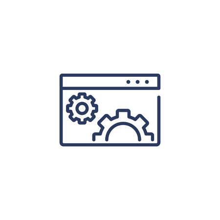 Gears on website outline icon isolated on white backgroundのイラスト素材