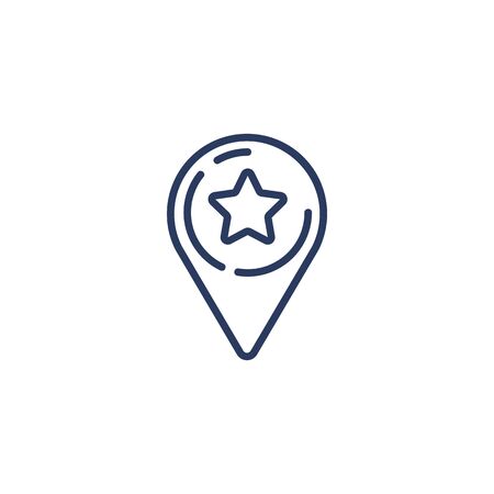 Outline map pointer star icon isolated on white background. Location favorite pin sign for web mobile app and UI design. Navigation concept.のイラスト素材