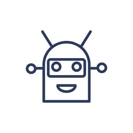 Robotic machine thin line icon. Robot, bot, artificial intelligence isolated outline sign. Automation concept. Vector illustration symbol element for web design and appsのイラスト素材