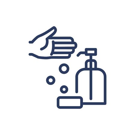 Washing hands thin line iconのイラスト素材