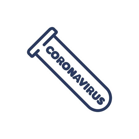 Coronavirus test tube thin line iconのイラスト素材