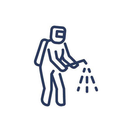 Disinfection worker thin line iconのイラスト素材