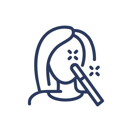 Portrait retouch thin line icon. Face, selfie, magic wand isolated outline sign. Image editing and photo correction concept. Vector illustration symbol element for web design and appsのイラスト素材