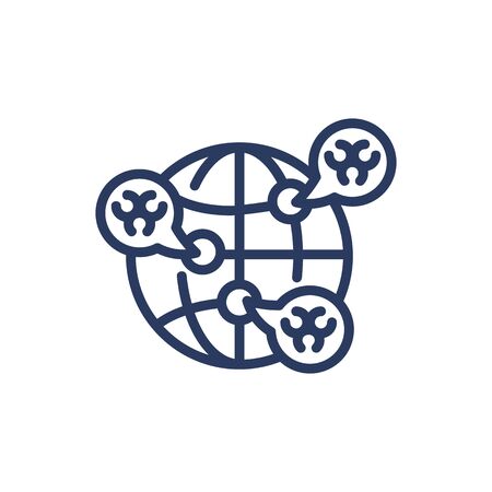 Virus worldwide distribution thin line iconのイラスト素材
