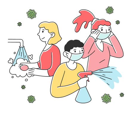 Coronavirus spread preventionのイラスト素材