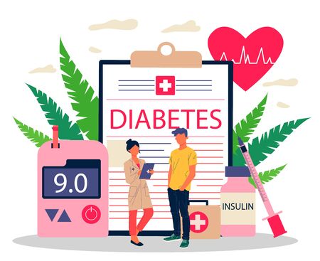 Doctor checking patient blood sugar levelのイラスト素材