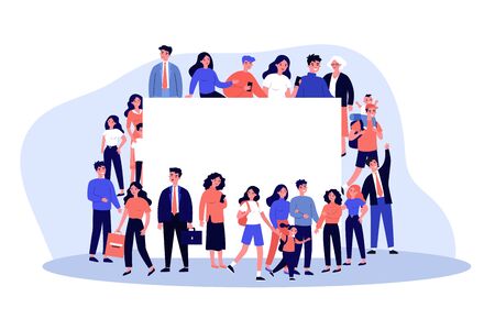 Crowd of people of different ages standing togetherのイラスト素材