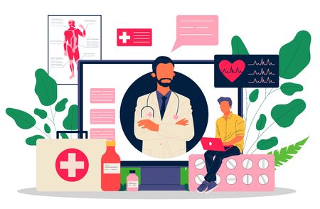 Online doctor vector illustrationのイラスト素材