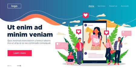 Blogger promoting goods and services for followers onlineのイラスト素材