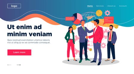 Global business partnership flat vector illustrationのイラスト素材