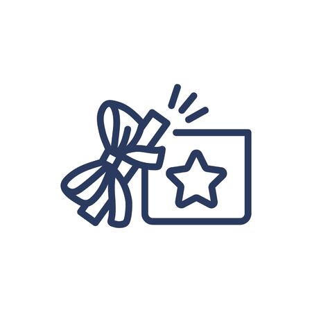Open gift box with star thin line iconのイラスト素材