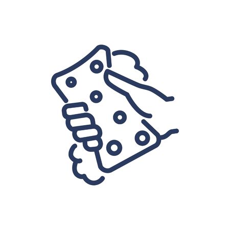 Hand holding sponge thin line iconのイラスト素材