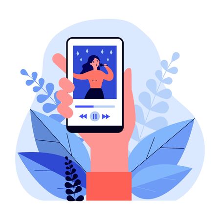 Smartphone user watching talent show or concertのイラスト素材