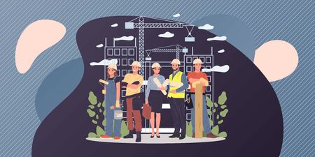 Builders, architect, engineer, foremanのイラスト素材