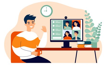 Worker using computerのイラスト素材