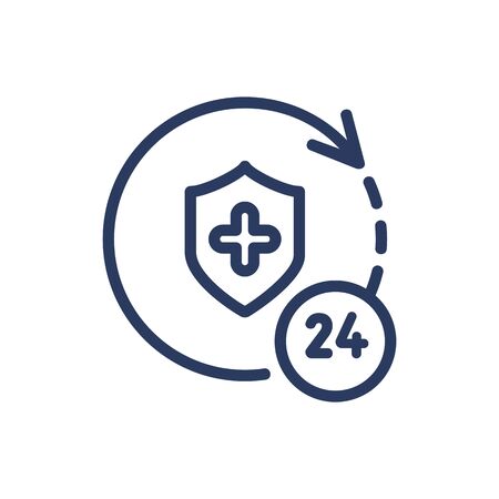Round-the-clock support thin line iconのイラスト素材