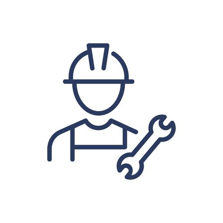 Wrench and technician thin line iconのイラスト素材