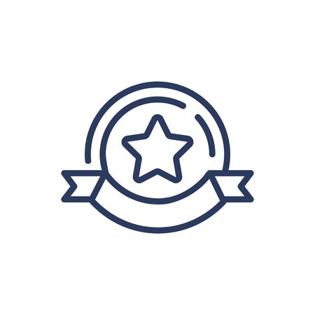 Award medal with ribbon and star thin line iconのイラスト素材
