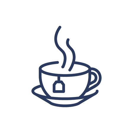 Cup of hot tea thin line iconのイラスト素材