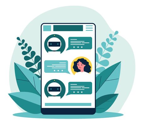 Woman consulting chatbotのイラスト素材