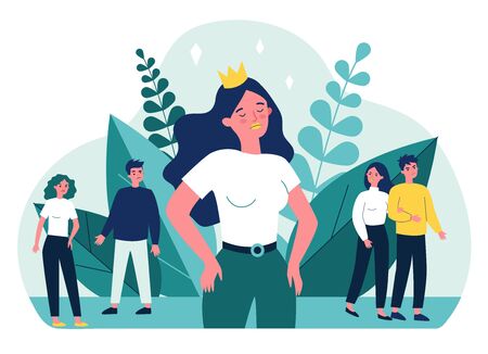 Selfish girl and society flat vector illustrationのイラスト素材