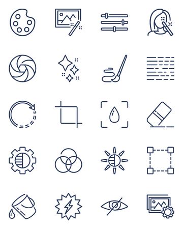 Image editing thin icon setのイラスト素材