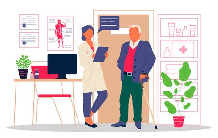 Senior patient visiting doctor officeのイラスト素材