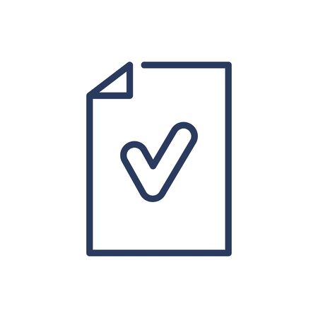 Paper with check mark thin line icon. Certificate, agreement, mail isolated outline sign. Check marks and business concept. Vector illustration symbol element for web design and appsのイラスト素材