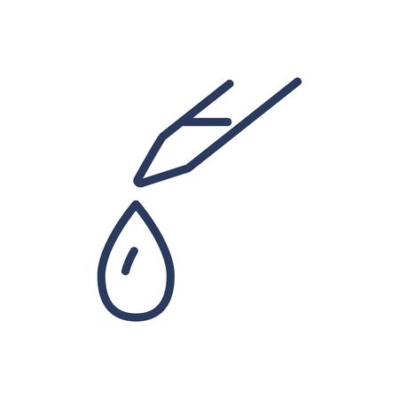 Drop from syringe thin line icon. Needle, injection, liquid isolated outline sign. Medicine and healthcare concept. Vector illustration symbol element for web design and appsのイラスト素材