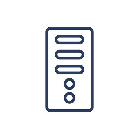Computer case thin line icon. Storage server, desktop, pc, hardware isolated outline sign. Digital devices and electronic gadgets concept. Vector illustration symbol element for web design and appsのイラスト素材