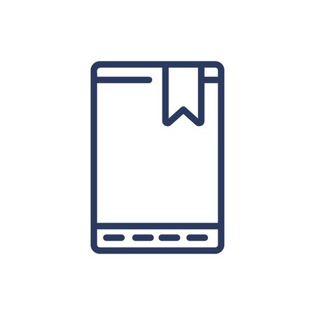 Ebook thin line icon. Electronic portable book, bookmark, reading isolated outline sign. Digital devices and electronic gadgets concept. Vector illustration symbol element for web design and appsのイラスト素材